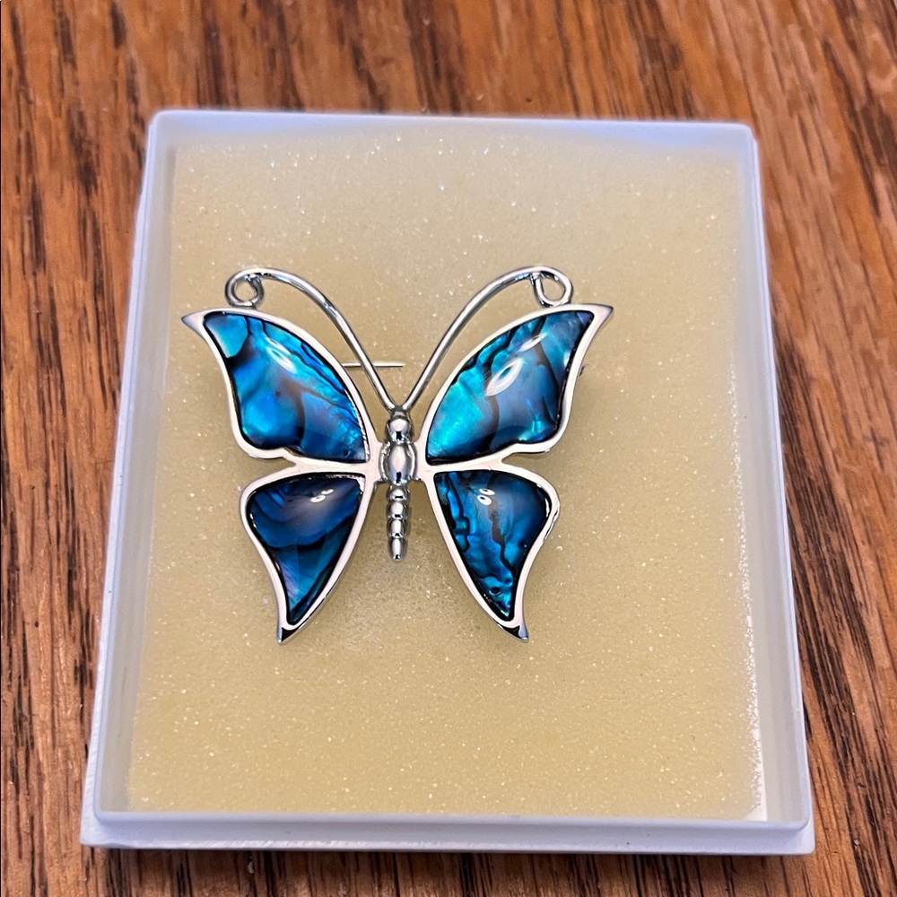 Elegant Blue Butterfly Brooch
